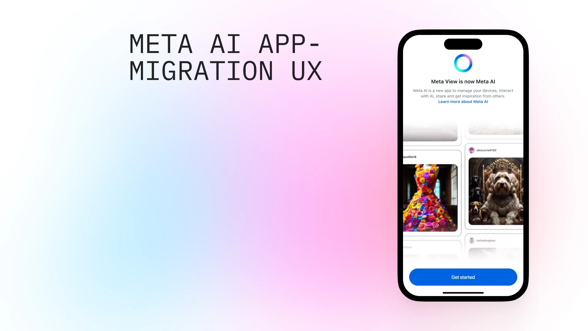 Meta AI App — Migration UX. Meta View is now Meta AI.